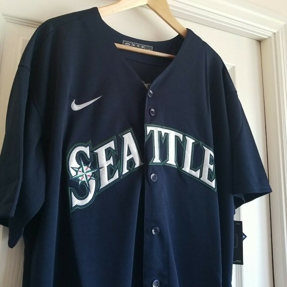 KEN GRIFFEY JR SEATTLE MARINERS BLUE RETRO THROWBACK JERSEY - Picture 3 of 8